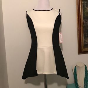 NWT black & ivory peplum top​